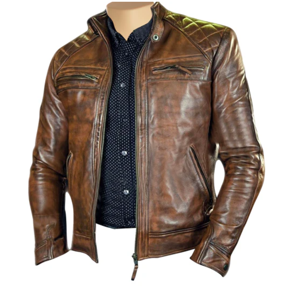Arnold Distressed Brown Leather Jacket